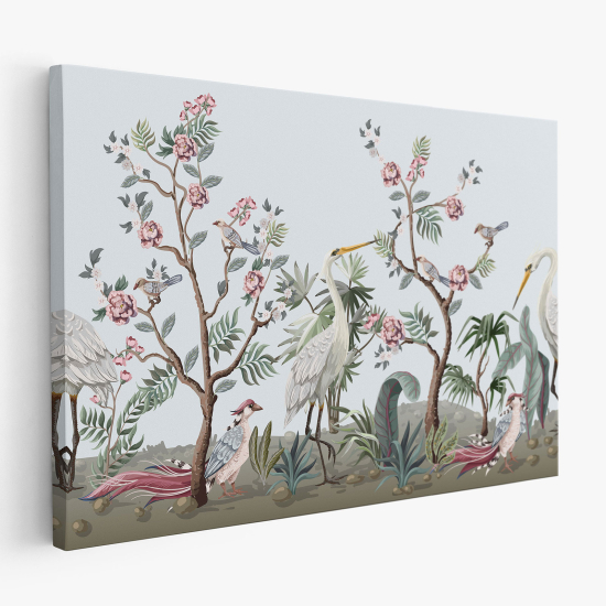 Canvas Print - Flowers Birds