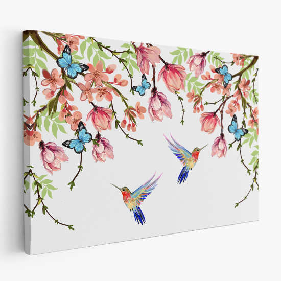 Canvas Print - Flowers Birds