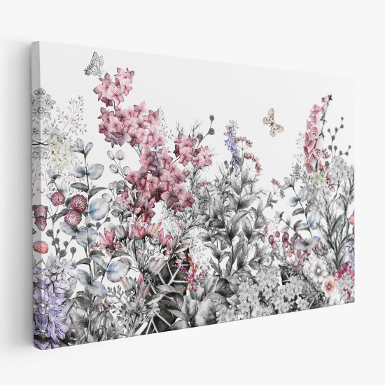 Canvas Print - Flowers Butterflies