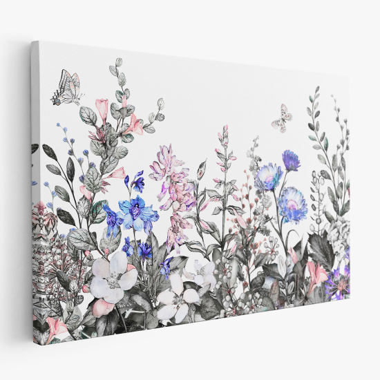 Canvas Print - Flowers Butterflies