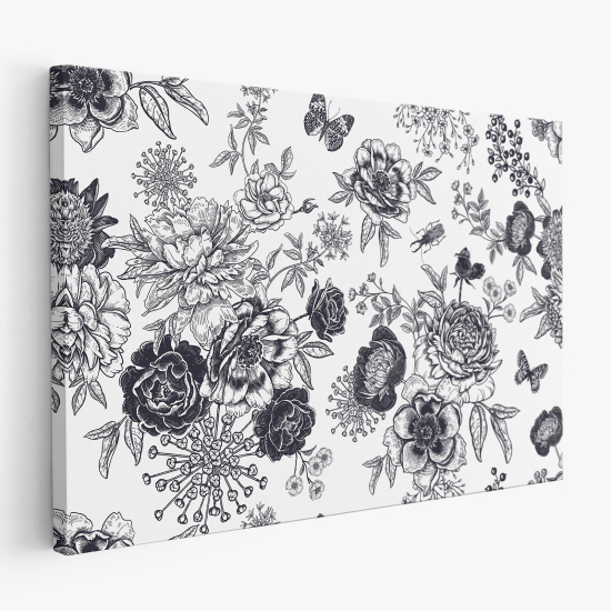 Canvas Print - Flowers Butterflies