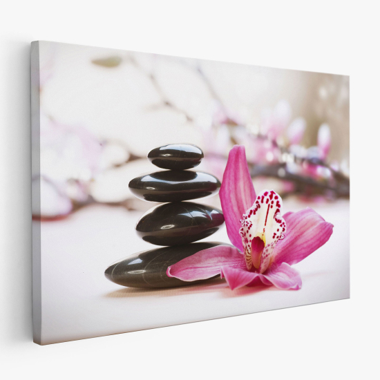 Canvas Print - Flowers Pebbles