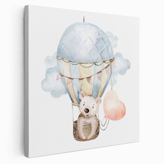 Canvas Print for Kids - Bear Hot Air Balloon