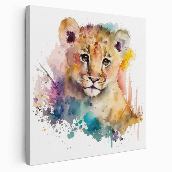 Canvas Print for Kids - Colorful Lion Cub