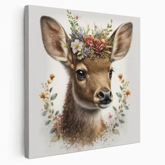 Canvas Print for Kids - Fawn Flowers