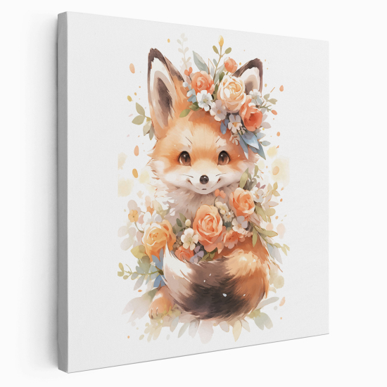 Canvas Print for Kids - Fox Flowers