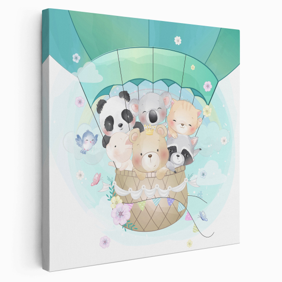 Canvas Print for Kids - Hot Air Balloon Animals