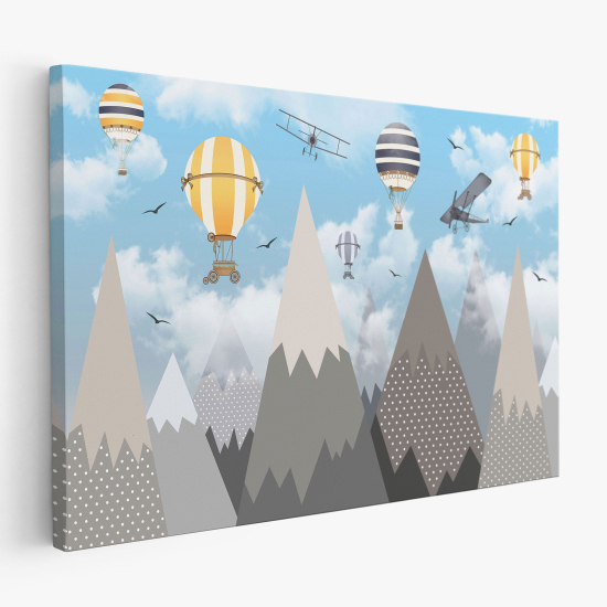 Canvas Print for Kids - Hot Air Balloon Mountains