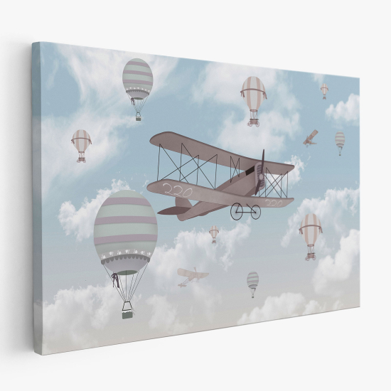 Canvas Print for Kids - Hot Air Balloon Plane