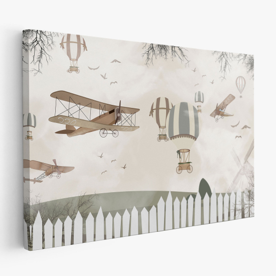 Canvas Print for Kids - Hot Air Balloon Plane