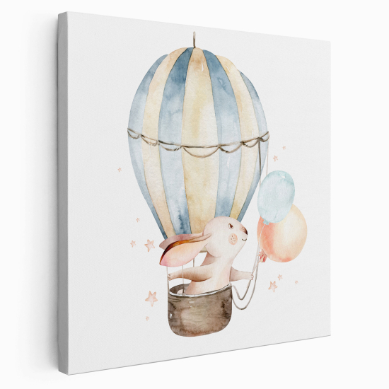 Canvas Print for Kids - Hot Air Balloon Rabbit