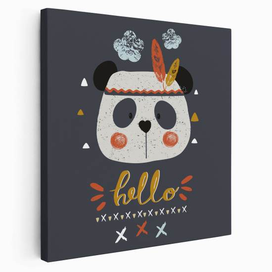 Canvas Print for Kids - Indian Panda Hello