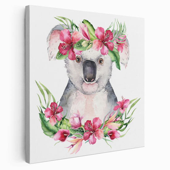 Canvas Print for Kids - Koala Flowers