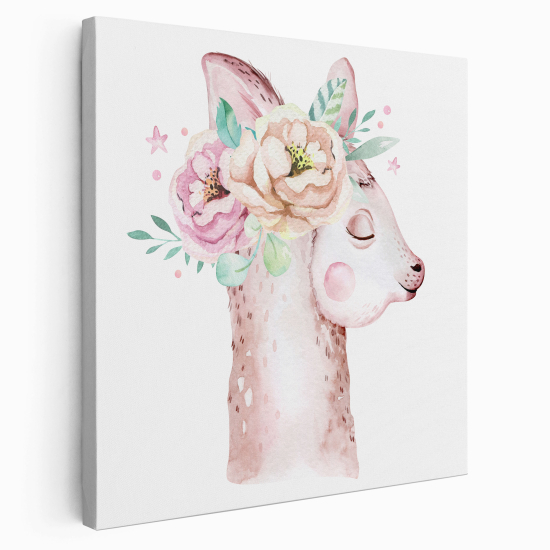 Canvas Print for Kids - Lama Flowers