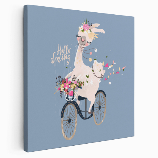 Canvas Print for Kids - Lama on a Bicycle