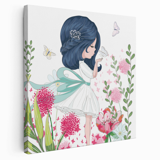 Canvas Print for Kids - Little Girl Butterflies