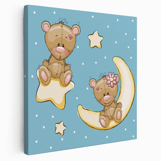 Canvas Print for Kids - Moon and star teddy bears