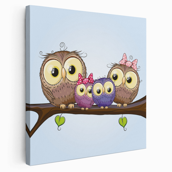 Canvas Print for Kids - Owls on the branch