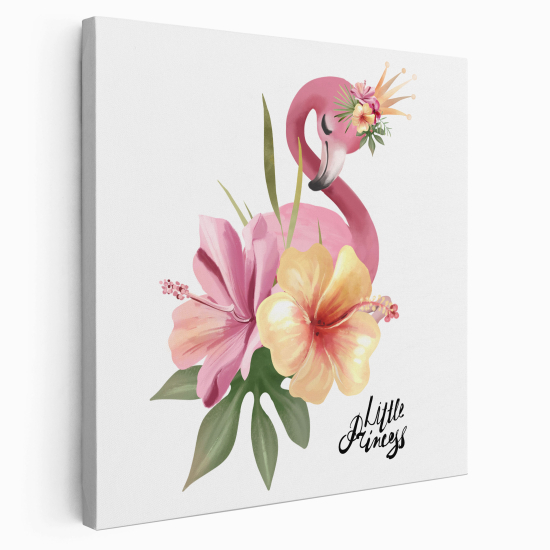 Canvas Print for Kids - Pink Flamingo Flowers