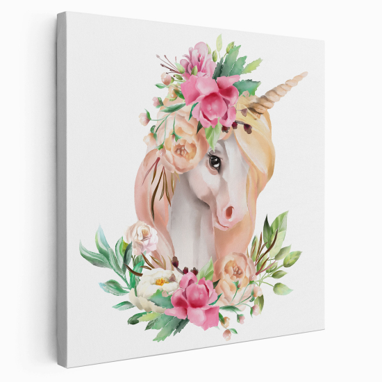 Canvas Print for Kids - Unicorn Flowers