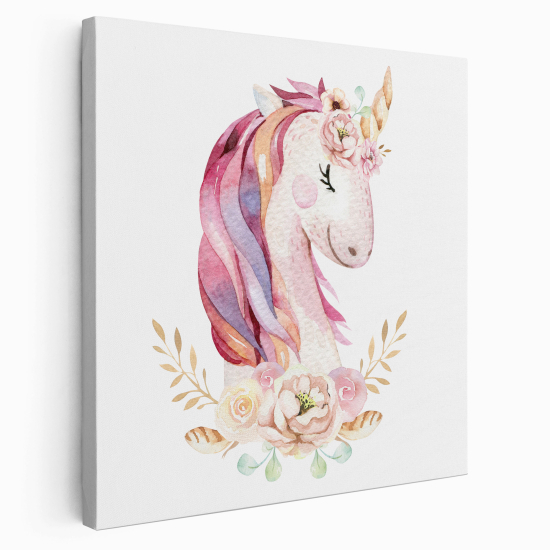 Canvas Print for Kids - Unicorn Flowers