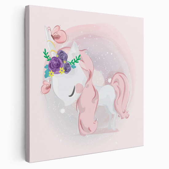 Canvas Print for Kids - Unicorn Flowers