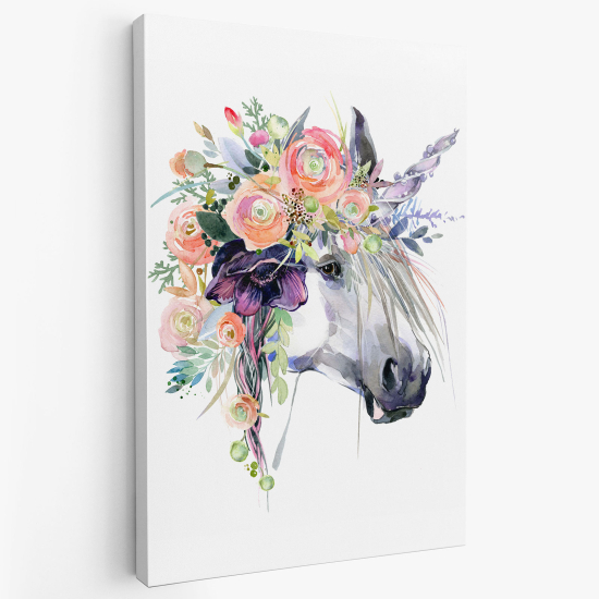 Canvas Print for Kids - Unicorn flowers