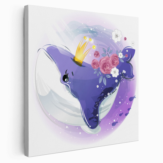 Canvas Print for Kids - Whale Flowers