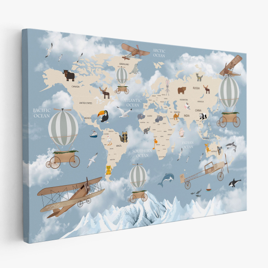 Canvas Print for Kids - World Map