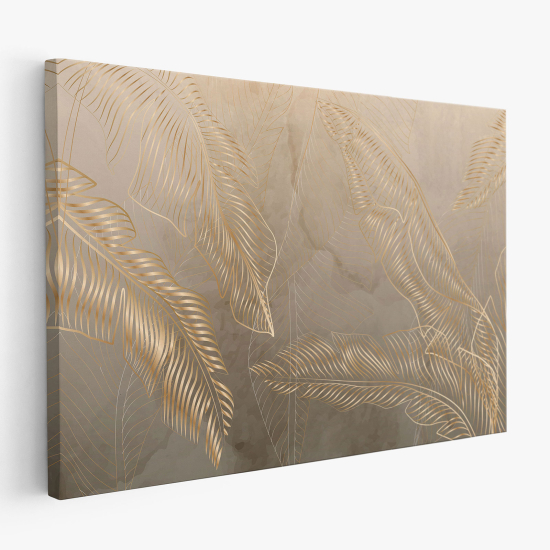 Canvas Print - Golden tropical leaves