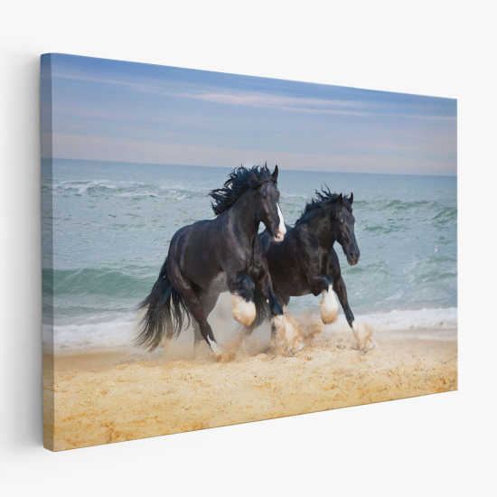 Canvas Print - Horses on the beach