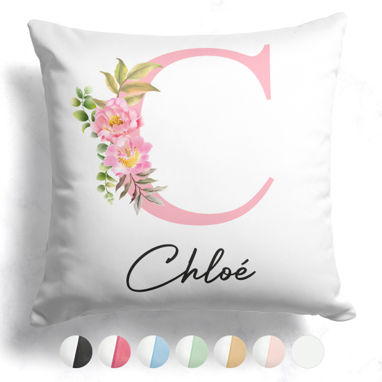 Customized Two-Tone Monogram Pillow - Letter C