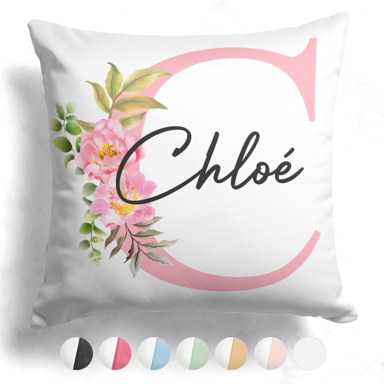 Customized Two-Tone Monogram Pillow - Letter C