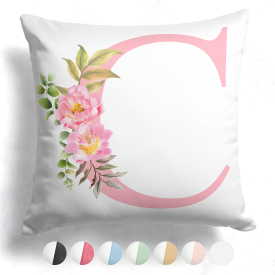 Customized Two-Tone Monogram Pillow - Letter C