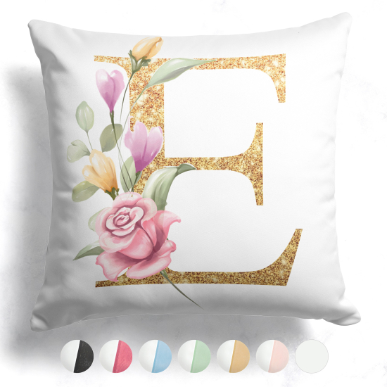 Customized Two-Tone Monogram Pillow - Letter E