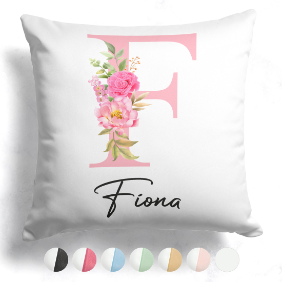 Customized Two-Tone Monogram Pillow - Letter F