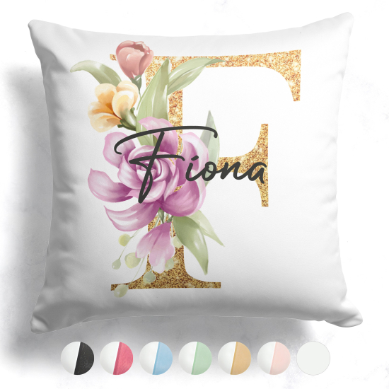 Customized Two-Tone Monogram Pillow - Letter F