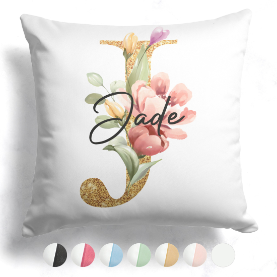 Customized Two-Tone Monogram Pillow - Letter J