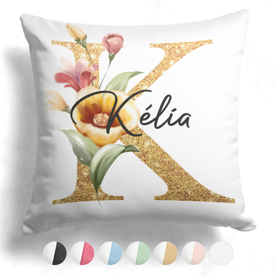 Customized Two-Tone Monogram Pillow - Letter K