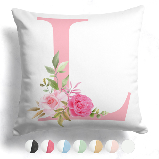 Customized Two-Tone Monogram Pillow - Letter L