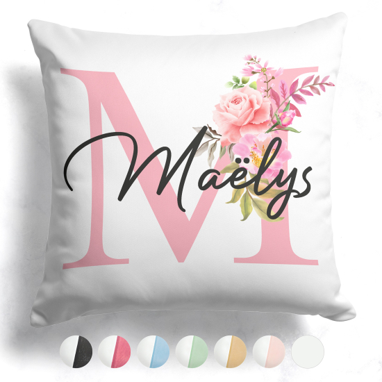 Customized Two-Tone Monogram Pillow - Letter M