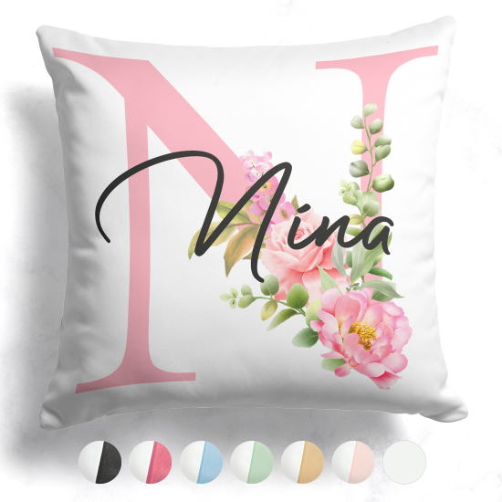 Customized Two-Tone Monogram Pillow - Letter N