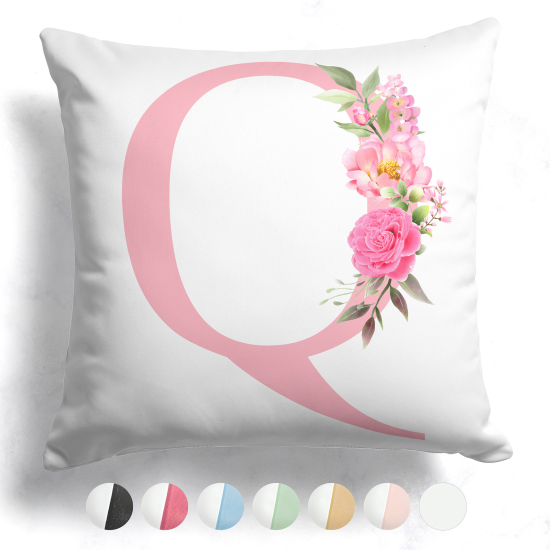 Customized Two-Tone Monogram Pillow - Letter Q