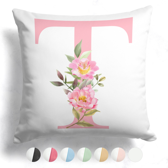 Customized Two-Tone Monogram Pillow - Letter T