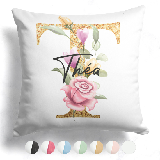 Customized Two-Tone Monogram Pillow - Letter T