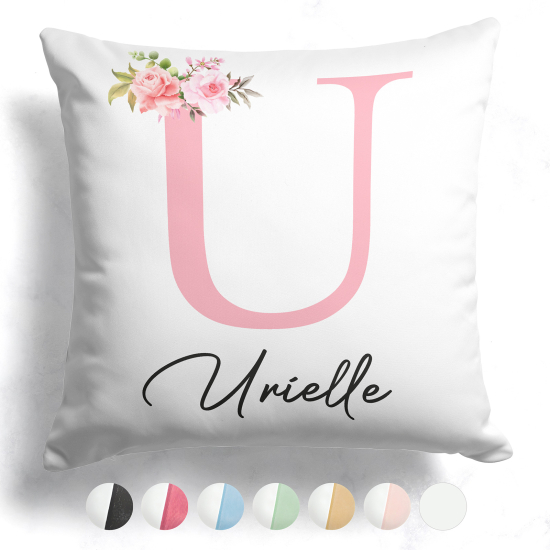 Customized Two-Tone Monogram Pillow - Letter U