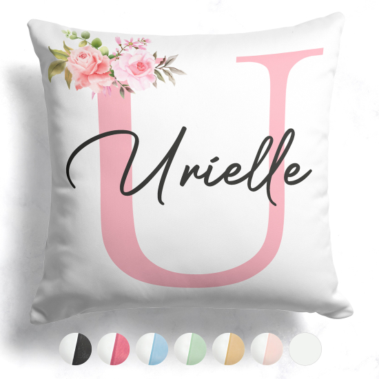 Customized Two-Tone Monogram Pillow - Letter U