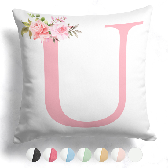 Customized Two-Tone Monogram Pillow - Letter U