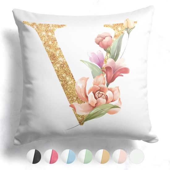 Customized Two-Tone Monogram Pillow - Letter V