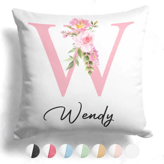 Customized Two-Tone Monogram Pillow - Letter W